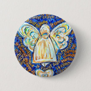 Button Blue and Gold Cancer Angel