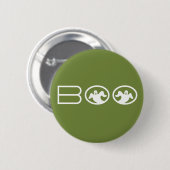 Button Boo Halloween, groen en wit (Voorkant /achterkant)