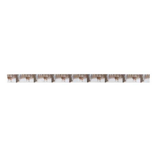 Button Buck Deer in Winter White Snowy Field Lint (Voorkant)