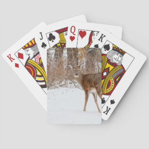 Button Buck Deer in Winter White Snowy Field Speelkaarten