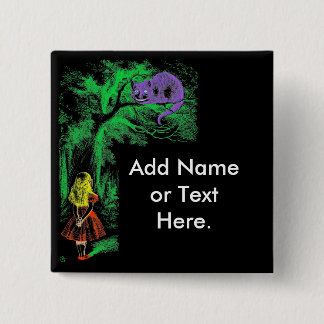 Button: "Cheshire Cat" van "Alice in Wonderland" Vierkante Button 5,1 Cm