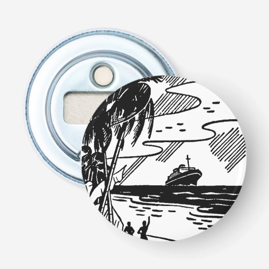 Button cruiseschip met omtreklijn button flesopener (Voorkant)