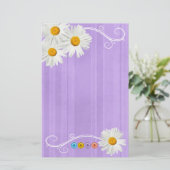 Button Daisy Paars Briefpapier (Staand voorkant)