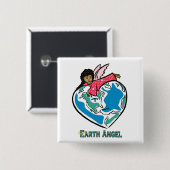 Button: "Earth Angel" (b) Vierkante Button 5,1 Cm (Voorkant /achterkant)
