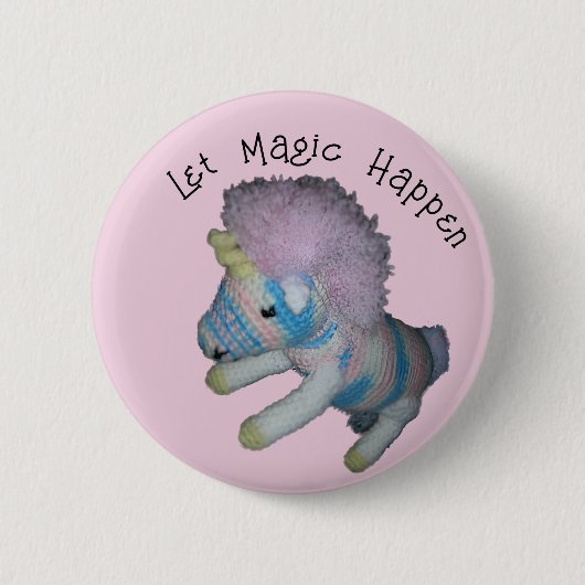 Button - Eenhoorn Magic op Roze (Voorkant)