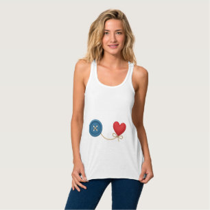 Button en draad van liefde - Schattige hartontwerp Tanktop