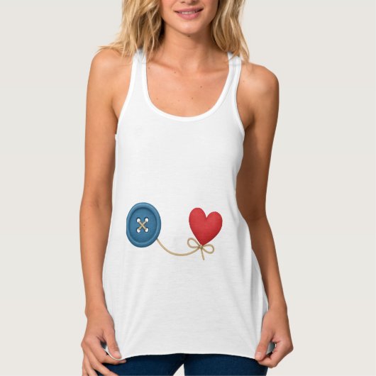 Button en draad van liefde - Schattige hartontwerp Tanktop (Voorkant)