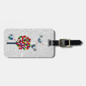 Button en vogels blauw bagagelabel (Voorkant horizontaal)