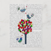 Button en vogels blauw briefkaart (Voorkant)