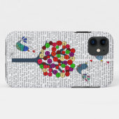 Button en vogels blauw Case-Mate iPhone case (Achterkant (horizontaal))