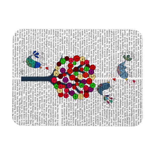 Button en vogels blauw magneet (Horizontaal)