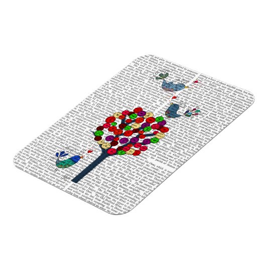 Button en vogels blauw magneet (Linkerzijde)