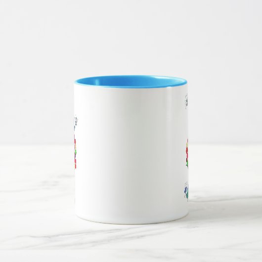 Button en vogels blauw mok (Midden)