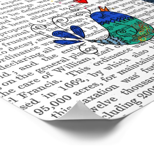 Button en vogels blauw poster (Hoek)