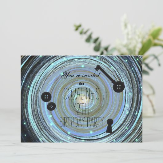 Button Eyes & Skeleton Sleutel Andere Wereldpartij Kaart (Staand voorkant)