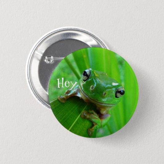 Button groene boomkikker (Voorkant /achterkant)