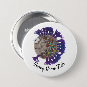 Button - Hippy Fish met Paarse vinnen