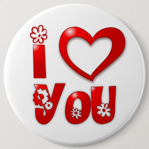 Button "IK HOOP VAN U" GROOVY FLOWERS