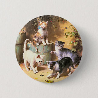 Button: "Kittens spelen met kevers" Ronde Button 5,7 Cm