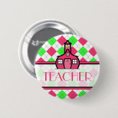 Button leraar - Roze en groene stijl (Voorkant /achterkant)