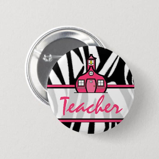 Button leraar - Zwarte Zebra-afdrukken (Voorkant /achterkant)