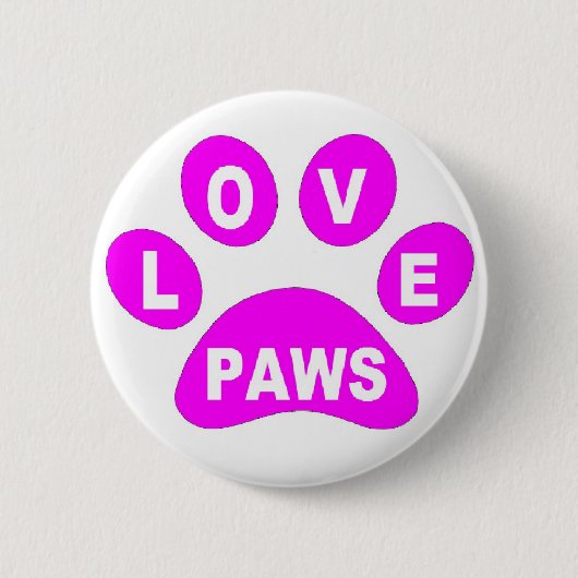 Button Love Paws on Paws roze (Voorkant)