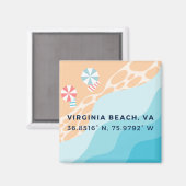 Button Magnet - Coördinaten van Virginia Beach, VA Magneet (Voorkant / Achterkant)