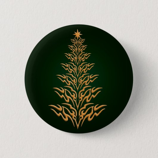 Button met de groene stijlvolle kerstboom (Voorkant)