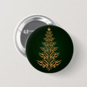Button met de groene stijlvolle kerstboom (Voorkant /achterkant)