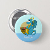 Button met dragon cartoon (Voorkant /achterkant)