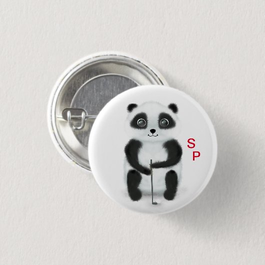 Button met golfspelpanda (Voorkant /achterkant)