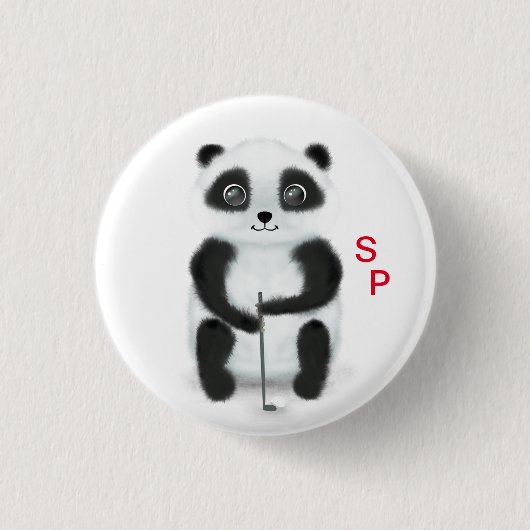 Button met golfspelpanda (Voorkant)