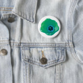 Button met groene en blauwe tulpen (In situ)