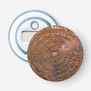 Button met houten doorsneeboom flesopener