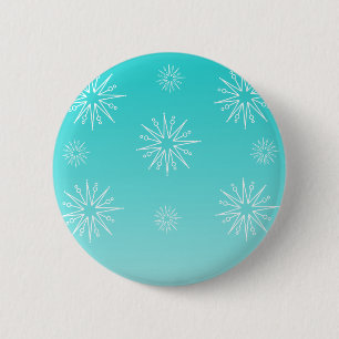 Button met kerststerren, Turquoise