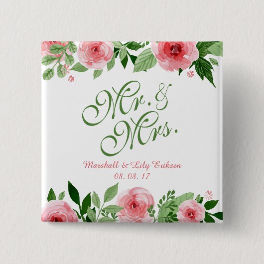 Button met liefdevolle, speciaal voor Floral Weddi (Voorkant)