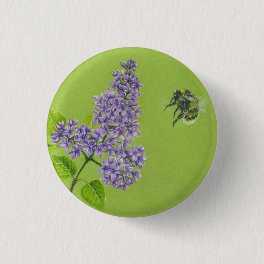Button met lila en hommel (Voorkant)