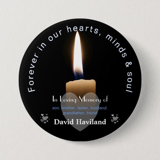 Button met Lit Candle als Memorial HAMbyWG (Voorkant)