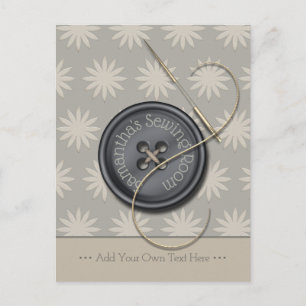 Button met naald- en schroefdraadnaaiontwerp briefkaart