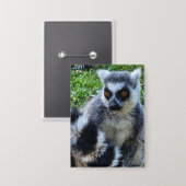 Button met Ringstaartmaki – Unieke Dierenprint (Voorkant / Achterkant)