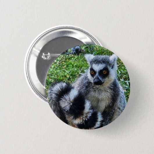 Button met ringstaartmaki – unieke dierenprint (Voorkant /achterkant)