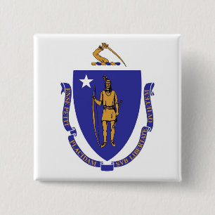 Button met vlag van Massachusetts