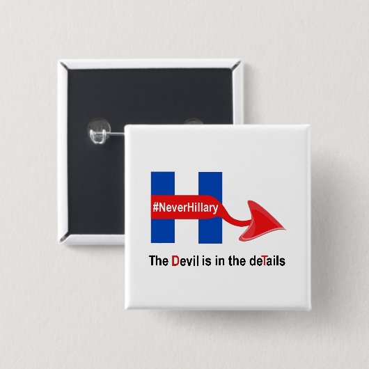 Button Nooit Hillary Devil - Gegevens (Voorkant /achterkant)