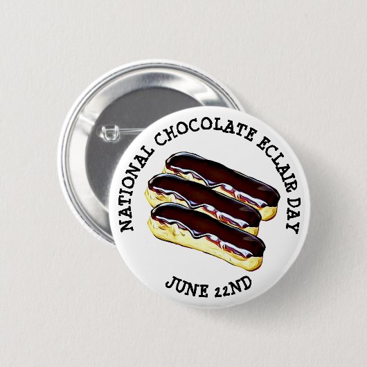 Button op 22 juni National Chocolate Eclair Day (Voorkant /achterkant)