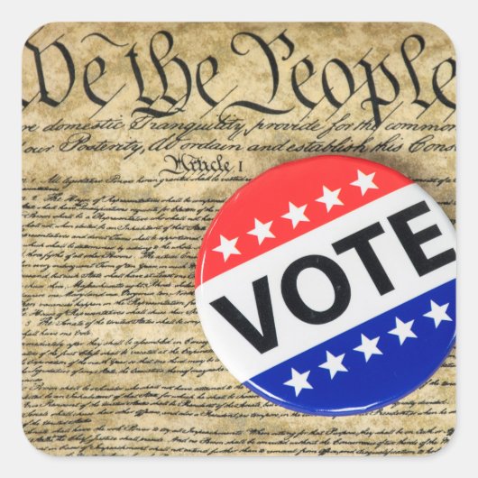 Button over de Amerikaanse grondwet Vierkante Sticker (Voorkant)
