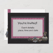 Button Party Invitation briefkaart (Voorkant / Achterkant)