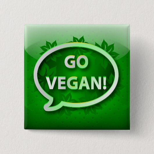 Button pictogram groen GO VEGAN (Voorkant)