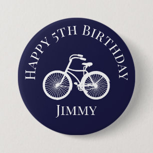 Button Pin Happy xe Birthday Boy Bicycle Blue