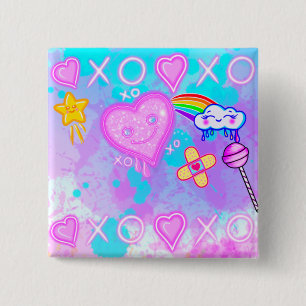 Button Pin: "The World of Cutie Pie Kawaii"