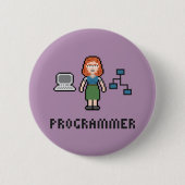 Button Pixel Vrouw Programmer Round (Voorkant)